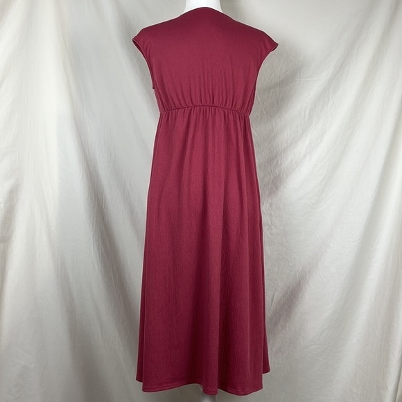 Isabel Maternity Pink Empire Waist Midi Dress - Picture 2 of 7